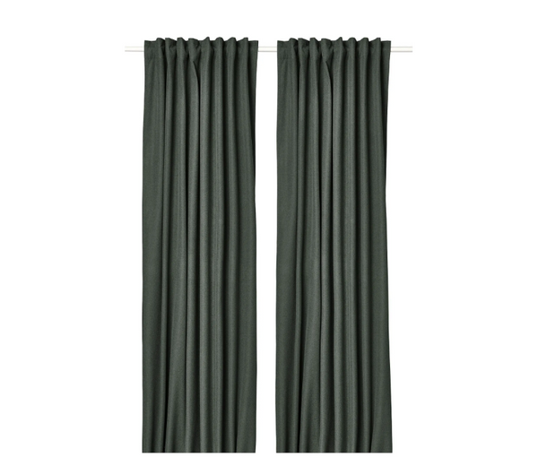 ROSENMANDEL blackout curtain, 1 pair, dark green, 135x300 cm, block out, polyester
