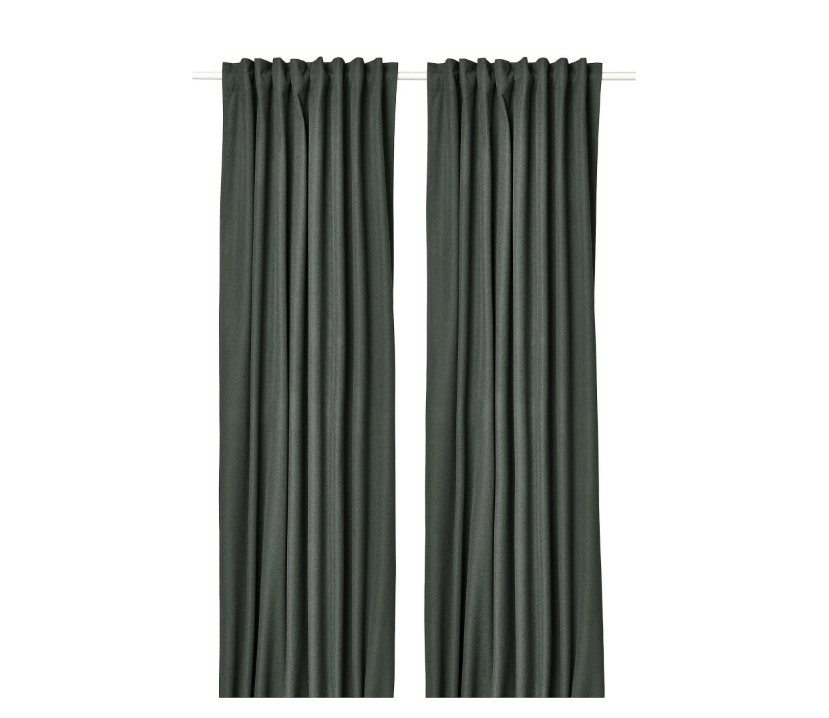 ROSENMANDEL blackout curtain, 1 pair, dark green, 135x300 cm, block out, polyester