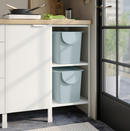 TRÖSKNING Bin with lid, light grey-blue, 25 l