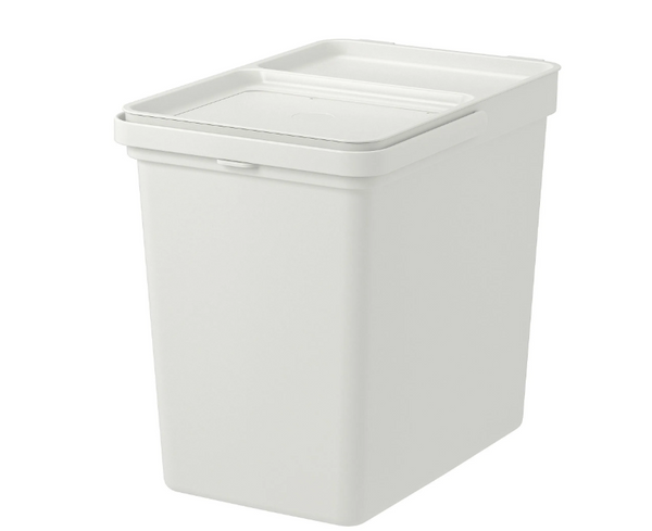 HALLBAR Bin with lid, light grey, 22 L