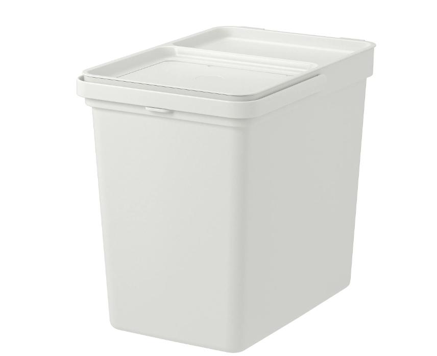 HALLBAR Bin with lid, light grey, 22 L