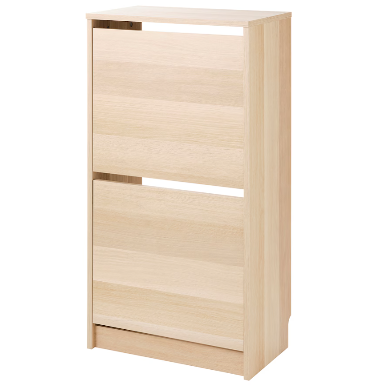 BISSA Shoe cabinet with 2 compartments, oak effect, 49x28x93 cm