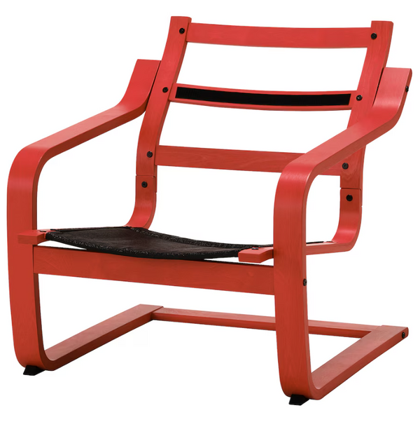 POÄNG Armchair frame with low back, red stained