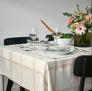NISSÖGA Tablecloth, beige/white, 57x94 "