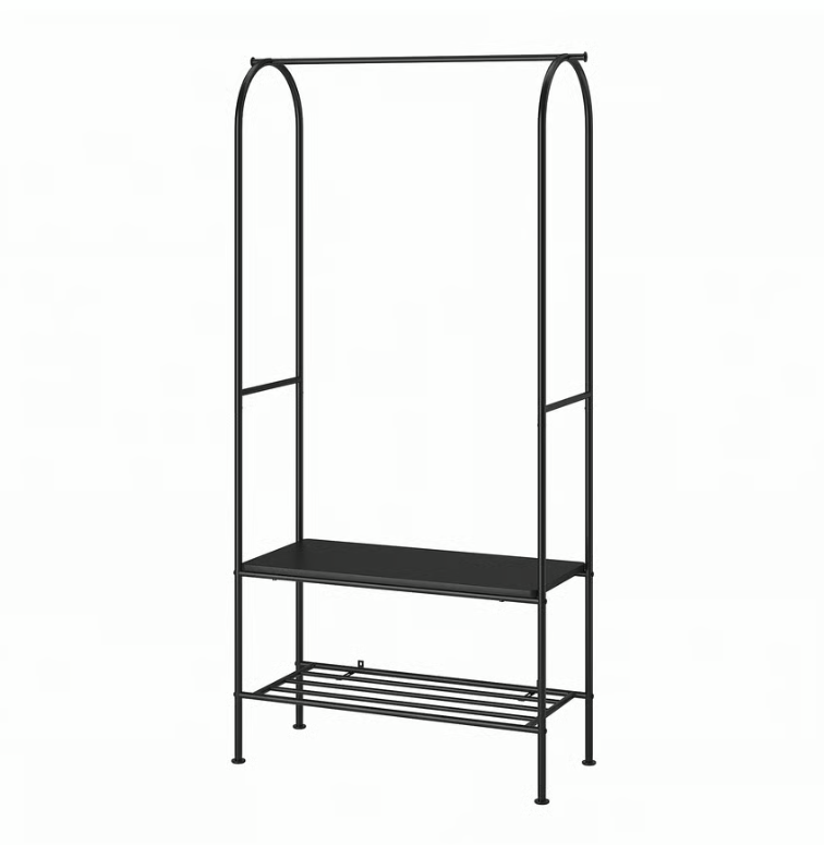 GRAFJALLET Clothes rack with shoe storage, anthracite, 90x36x175 cm