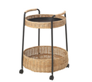 LUBBAN side table on castors, rattan-anthracite