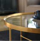 TORSJÖ Coffee table, gold effect/glass, 88 cm
