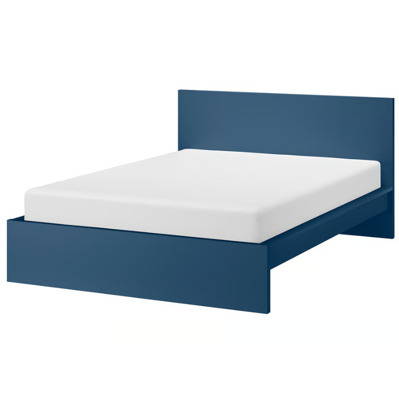 MALM Bed frame, high, blue, 140x200 cm