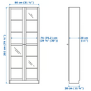BILLY Bookcase with glass doors, green, 80x30x202 cm