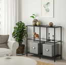 VITTSJÖ Shelving unit, black-brown/glass, 100x93 cm