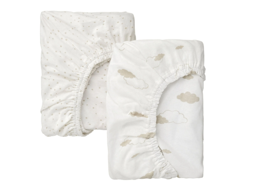 ÄLSKVÄRD fitted sheet for cot, off white, 41x75 cm, 2 pack