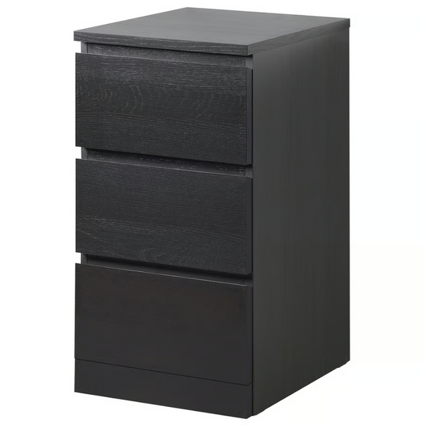MALM Chest of 3 drawers, black-brown, 40x78 cm