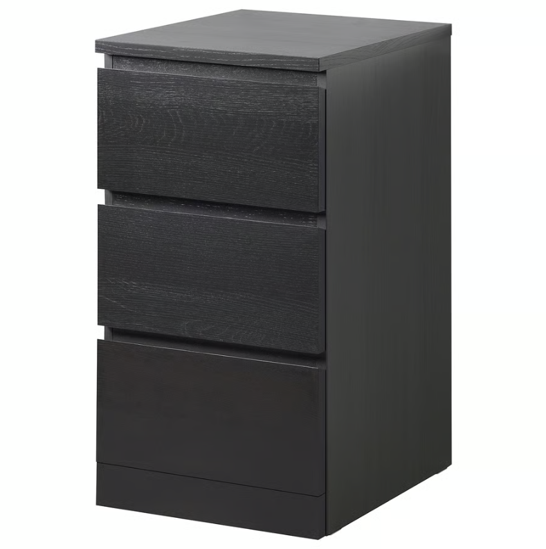 MALM Chest of 3 drawers, black-brown, 40x78 cm