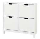 STALL Shoe cabinet with 4 compartments, white, 96x17x90 cm