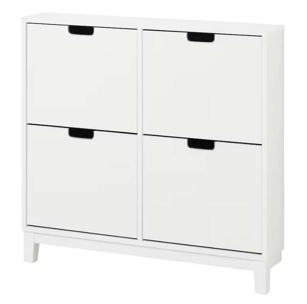STALL Shoe cabinet with 4 compartments, white, 96x17x90 cm