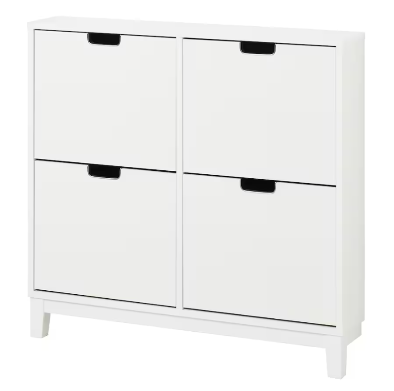 STALL Shoe cabinet with 4 compartments, white, 96x17x90 cm