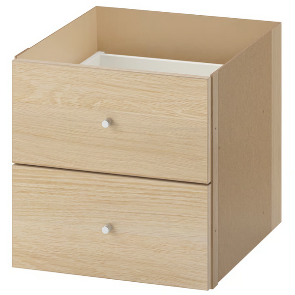 KALLAX Insert with 2 drawers, white stained oak effect, 33x33 cm