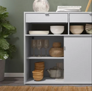 SPIKSMED sliding door-cabinet , light grey, 97x40x79 cm