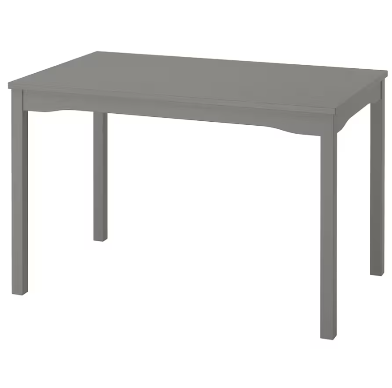 HAUGA Table, grey/birch veneer, 118x74 cm