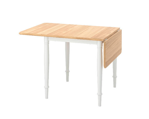 DANDERYD Drop-leaf table, oak veneer/white, 74/134x80 cm