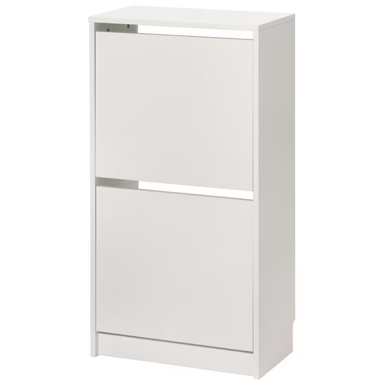 BISSA Shoe cabinet with 2 compartments, white, 49x28x93 cm