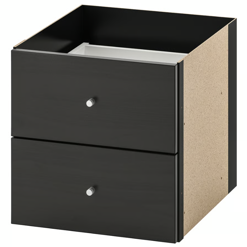 KALLAX Insert with 2 drawers, black-brown, 33x33 cm