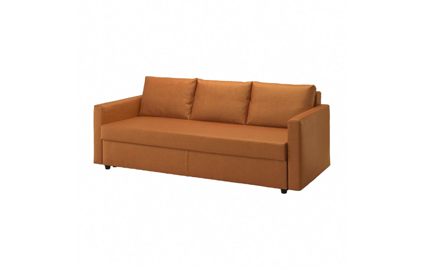 FRIHETEN 3-seat sofa-bed, faringe brown-orange