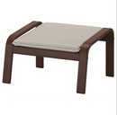 POANG Footstool frame, brown with cushion, light beige