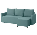 BRISSUND 3-seat sofa-bed with chaise longue, Hakebo light turquoise