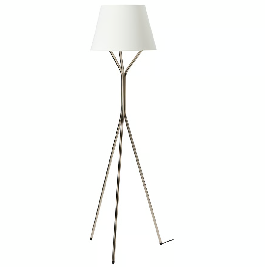 BLÄNKFYR floor lamp, nickel-plated, 151 cm