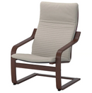 POÄNG Armchair frame, brown / POÄNG  cushion, Knisa light beige