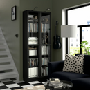 BILLY Bookcase, black oak effect, 80x28x202 cm / OXBERG Glass door, black oak effect, 40x192 cm