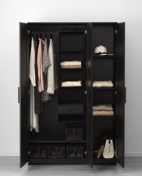 BRIMNES Wardrobe with 3 doors, black, 117x50x190 cm