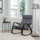 POÄNG Rocking-chair, black-brown / POÄNG cushion Skiftebo dark grey