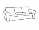 EKTORP Three-seat sofa frame/EKTORP Cover for 3-seat sofa, Kilanda dark blue