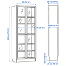 BILLY Bookcase, black oak effect, 80x28x202 cm / OXBERG Glass door, black oak effect, 40x192 cm
