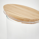 EKLATANT Jar with lid, clear glass/bamboo, 1 l