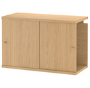 LÅDMAKARE Storage cabinet, oak effect, 35x212 cm, left+right/LÅDMAKARE shelf, 76x34 cm/LÅDMAKARE Insert with compartments, 76x34x24 cm/LÅDMAKARE Cabinet with sliding doors, oak effect