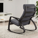 POÄNG Rocking-chair, black-brown / POÄNG cushion Skiftebo dark grey