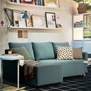 BRISSUND 3-seat sofa-bed with chaise longue, Hakebo light turquoise