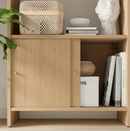 LÅDMAKARE Storage cabinet, oak effect, 35x212 cm, left+right/LÅDMAKARE shelf, 76x34 cm/LÅDMAKARE Insert with compartments, 76x34x24 cm/LÅDMAKARE Cabinet with sliding doors, oak effect