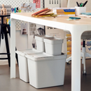 HALLBAR Bin with lid, light grey, 22 L