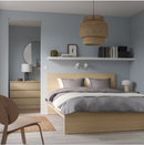 MALM double bed, white stained oak veneer, 160x200 cm/MALM bedside drawer, white stained oak veneer, 200 cm, 2 pack