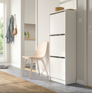 BISSA Shoe cabinet with 3 compartments, white, 49x28x135 cm