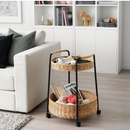 LUBBAN side table on castors, rattan-anthracite