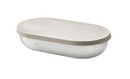 HALVVARM steel food container with lid, stainless steel/beige, 0,7 l