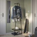 ÄLGANÄS Clothes rack with shoe storage, black, 46x39x166 cm