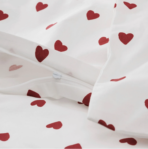 BARNDRÖM quilt cover/pillowcase for cot, white/red, 110x125/35x55 cm