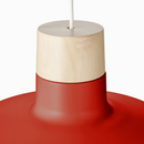 BUNKEFLO Pendant lamp, red/birch, 36 cm