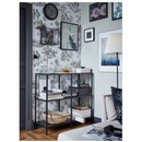 VITTSJÖ Shelving unit, black-brown/glass, 100x93 cm